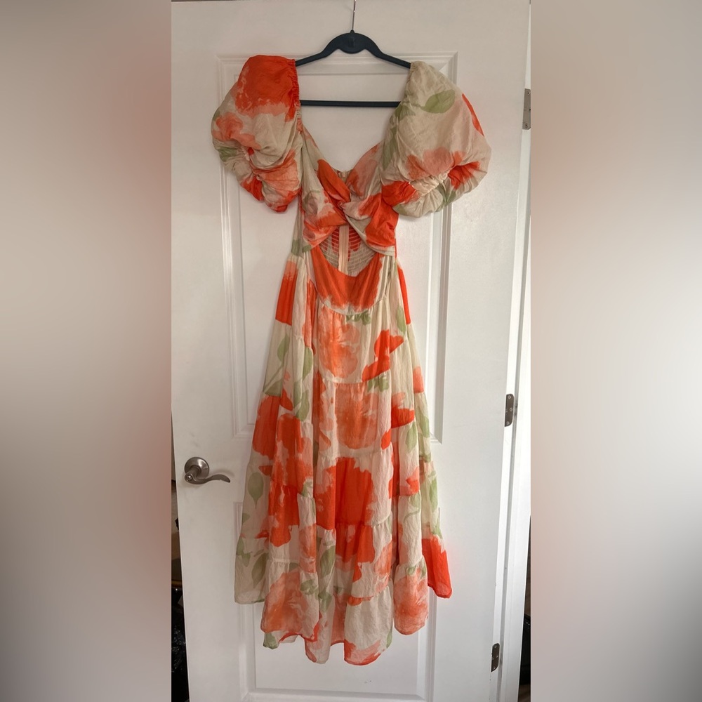 Billy J Orange Floral Dress